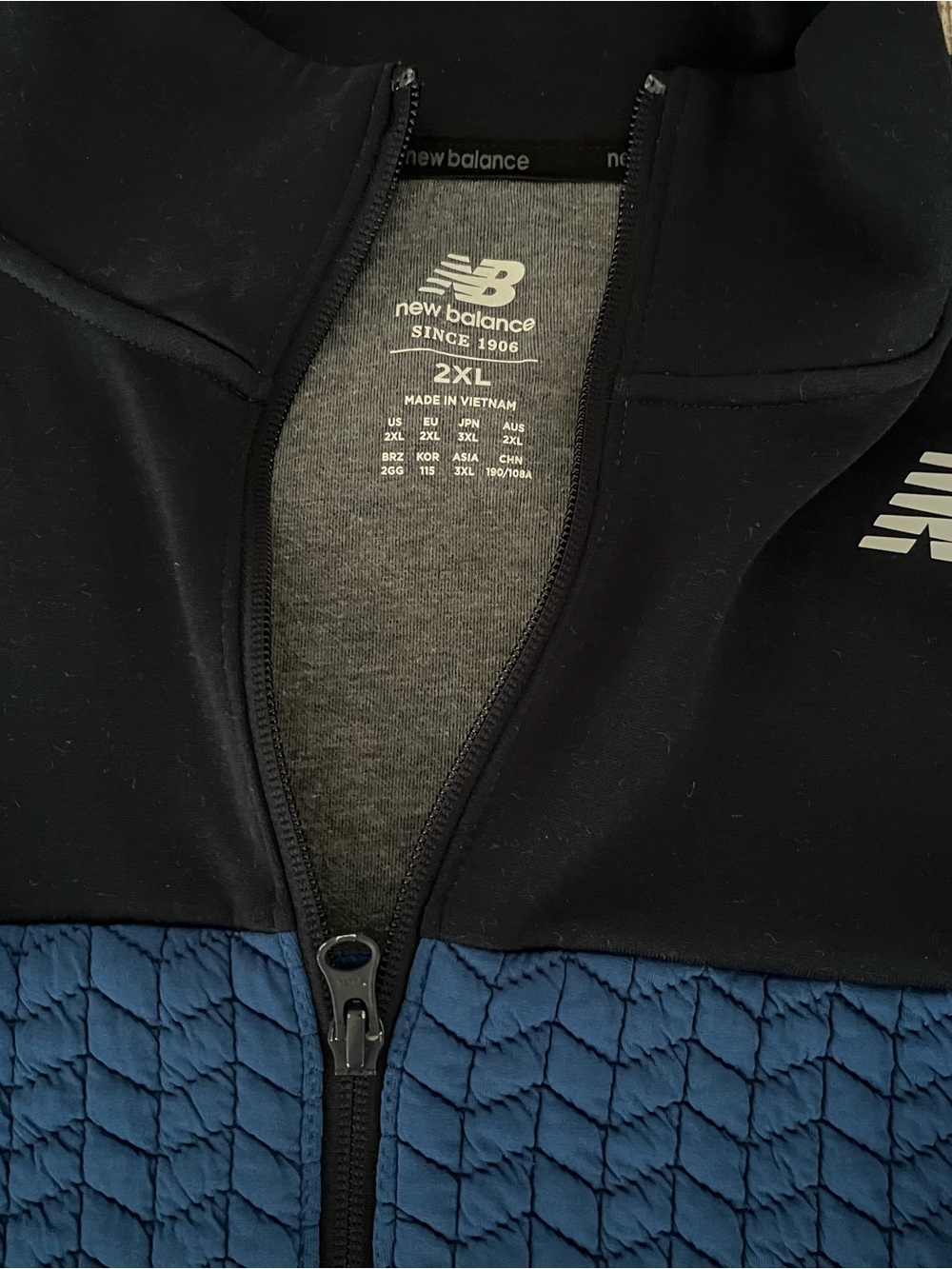 New Balance Men’s Black and Blue Quilted Performance Jacket